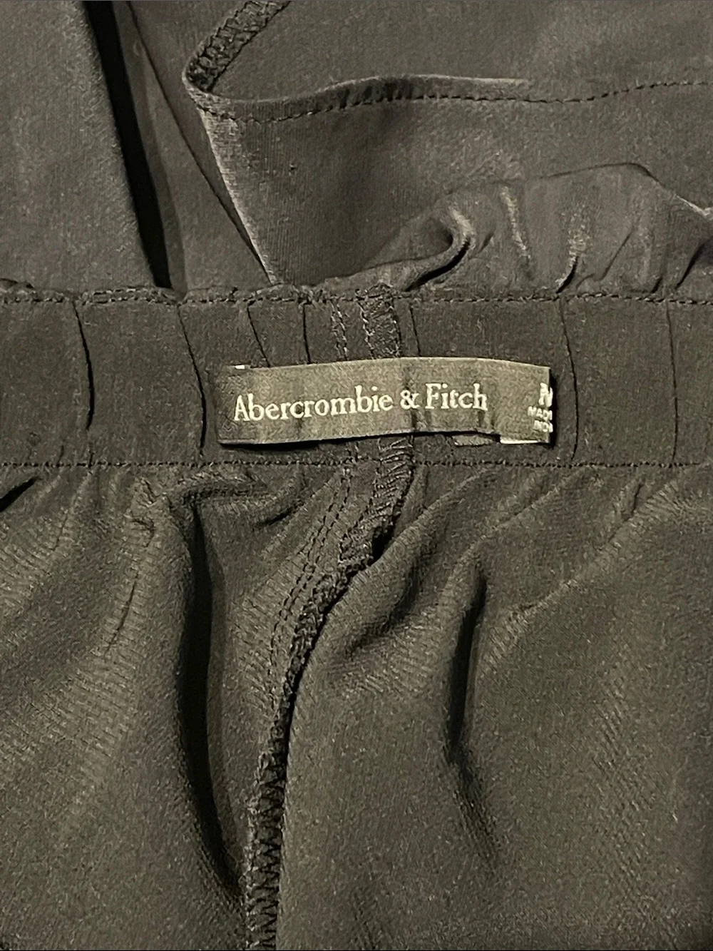 Abercrombie & Fitch Black Ruffle-Trim Maxi Slip Dress with Side Slit size M